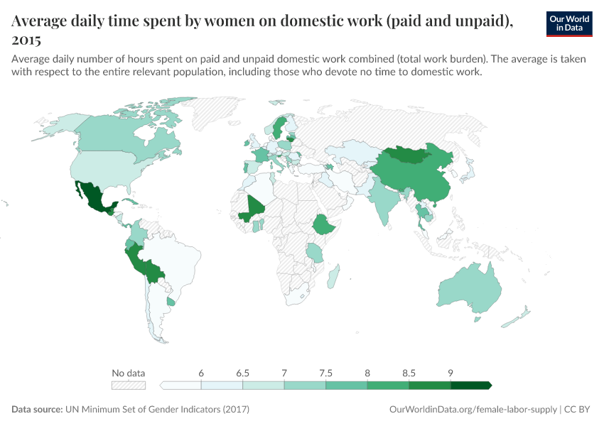 A thumbnail of the "Average daily time spent by women on domestic work (paid and unpaid)" chart