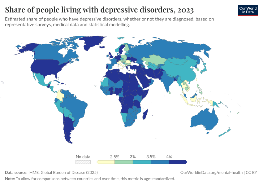 A thumbnail of the "Share of people living with depressive disorders" chart