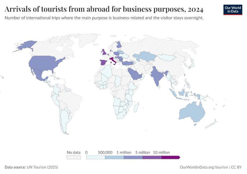 A thumbnail of the "Arrivals of tourists from abroad for business purposes" chart